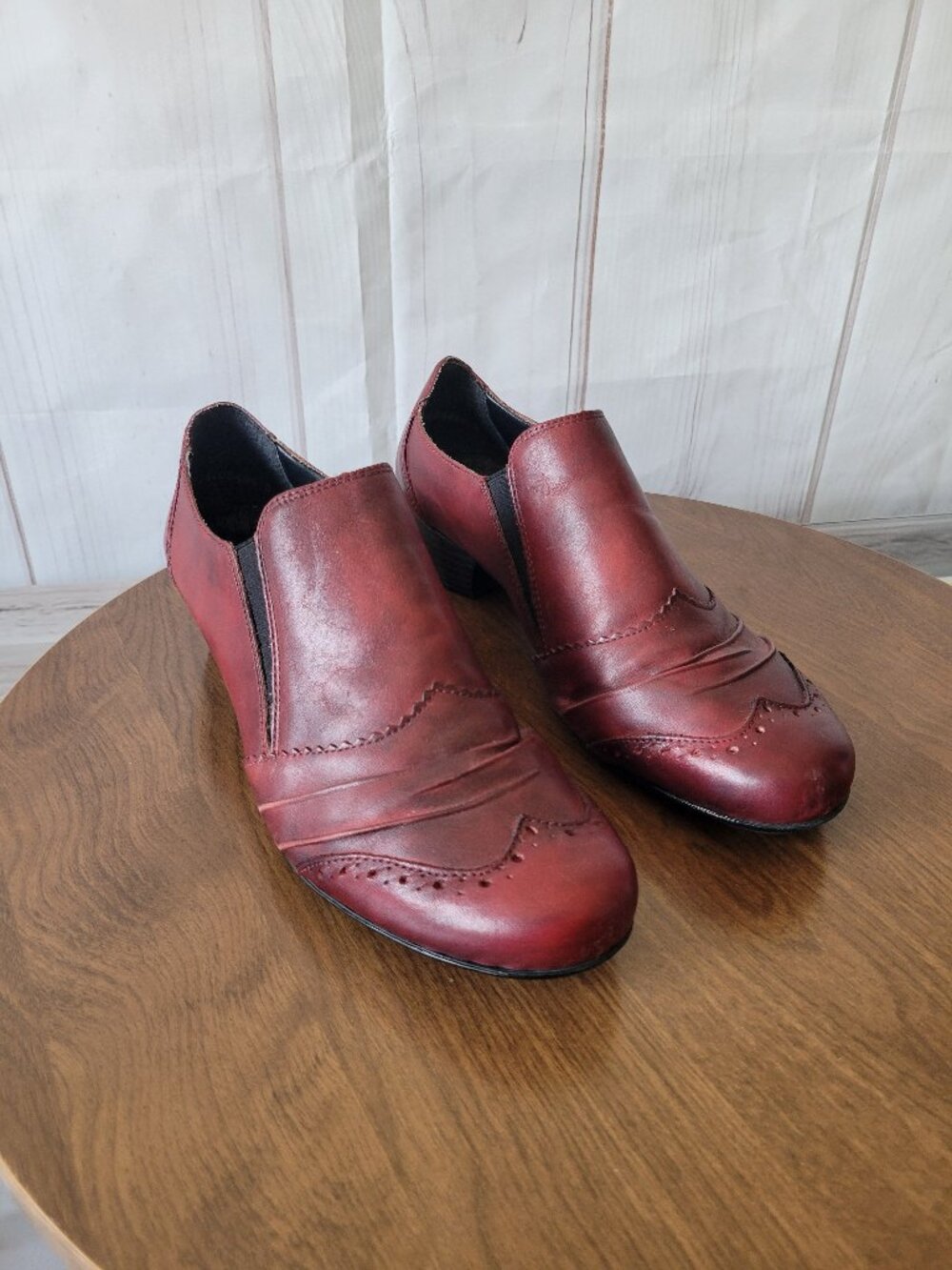 Rieker Leather Antistress Bootie Mariah Burgundy Slip-on ankle boots Baroque toe